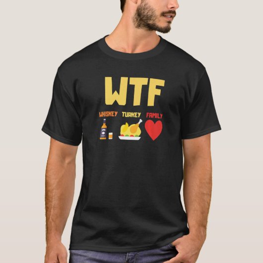 ウイスキーの七面鳥ファミリーWtf感謝祭 Tシャツ (正面)