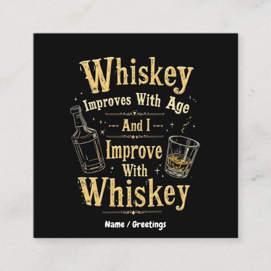 ウイスキーは年をとると上達、ウイスキーは上達 スクエア名刺 (正面)