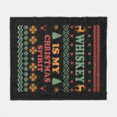 ウイスキーは私のクリスマス気分の醜いおもしろいセーターだ フリースブランケット (正面(横))