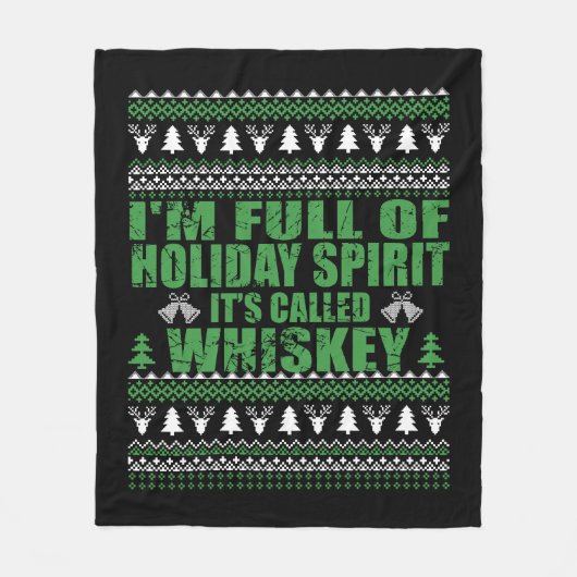 ウイスキーは私の気難しいおもしろいクリスマスセーターだ フリースブランケット (正面)