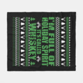 ウイスキーは私の気難しいおもしろいクリスマスセーターだ フリースブランケット (正面(横))