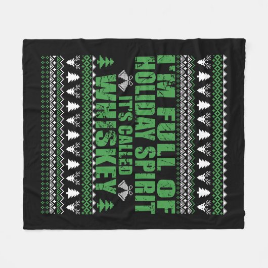 ウイスキーは私の気難しいおもしろいクリスマスセーターだ フリースブランケット (正面(横))