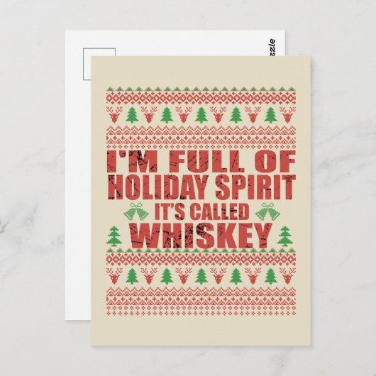 ウイスキーは私の気難しいおもしろいクリスマスセーターだ ポストカード (正面/裏面)