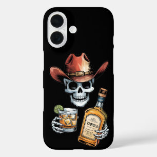 ウイスキーを愛するスケルトンカウボーイ ワイルドウエストテーマ iPhone 16ケース