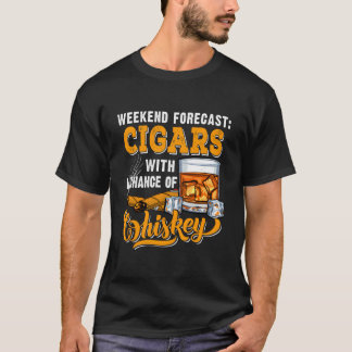 ウイスキーを飲むチャンス付き葉巻きのおもしろ雑貨 Tシャツ