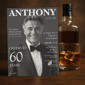 ウイスキーエレガントをテーマにした60誕生日写真 招待状