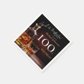 ウイスキーエレガントブラック金ゴールド100th誕生日パーティー スタンダードカクテルナプキン (角)