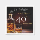 ウイスキーエレガントブラック金ゴールド40th誕生日パーティー昼寝 スタンダードカクテルナプキン (正面)