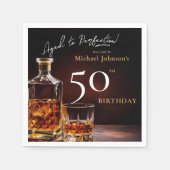 ウイスキーエレガントブラック金ゴールド50thバースデーパーティー昼寝 スタンダードカクテルナプキン (正面)