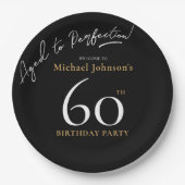 ウイスキーエレガントブラック金ゴールド60th誕生日パーティー ペーパープレート (正面)