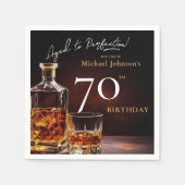 ウイスキーエレガントブラック金ゴールド70thバースデーパーティー昼寝 スタンダードカクテルナプキン (正面)
