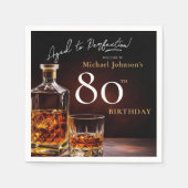ウイスキーエレガントブラック金ゴールド80thバースデーパーティー昼寝 スタンダードカクテルナプキン (正面)
