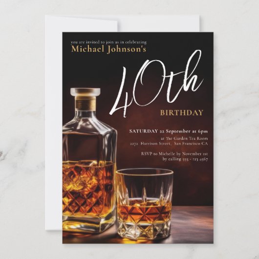 ウイスキーエレガント40歳の誕生日パーティー 招待状 (正面)