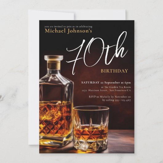 ウイスキーエレガント70歳の誕生日パーティー 招待状 (正面)