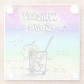 ウイスキーサワーの飲み物のレシピ ガラスコースター (裏面)