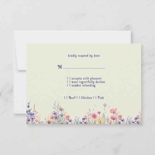 ウイスキーバレルのような古びた木製のスプリング フラワーズ 出欠カード (裏面)