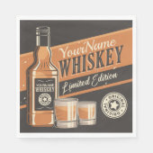 ウイスキーパーソナライズされたリキュールボトルウェスタンバー スタンダードランチョンナプキン (正面)