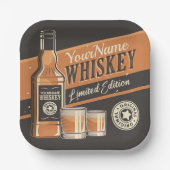 ウイスキーパーソナライズされたリキュールボトルウェスタンバー ペーパープレート (正面)