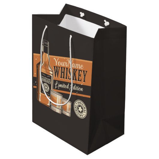 ウイスキーパーソナライズされたリキュールボトルウェスタンバー ミディアムペーパーバッグ (裏面アングル)