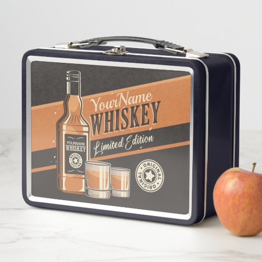 ウイスキーパーソナライズされたリキュールボトルウェスタンバー メタルランチボックス (インサイチュ)