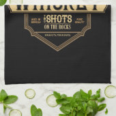 ウイスキーパーソナライズされた・オン・ザ・ロック酒ラベルバー キッチンタオル (折り畳み)