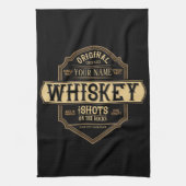 ウイスキーパーソナライズされた・オン・ザ・ロック酒ラベルバー キッチンタオル (縦)