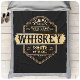 ウイスキーパーソナライズされた・オン・ザ・ロック酒ラベルバー フリースブランケット