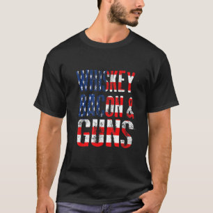 ウイスキーベーコンガンズ7月4日Usaフラグ退役軍人 Tシャツ