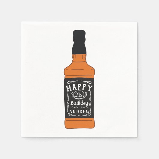 ウイスキーボトル21歳の誕生日ウイスキー愛好家 スタンダードカクテルナプキン (正面)