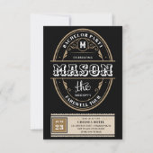 ウイスキーラベルバチュラーパーティ学士週末 招待状 (正面)