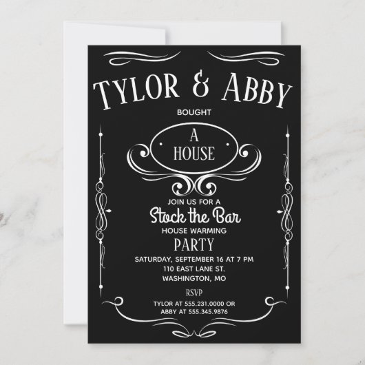 ウイスキーラベル引っ越し祝いパーティーパーティー 招待状 (正面)