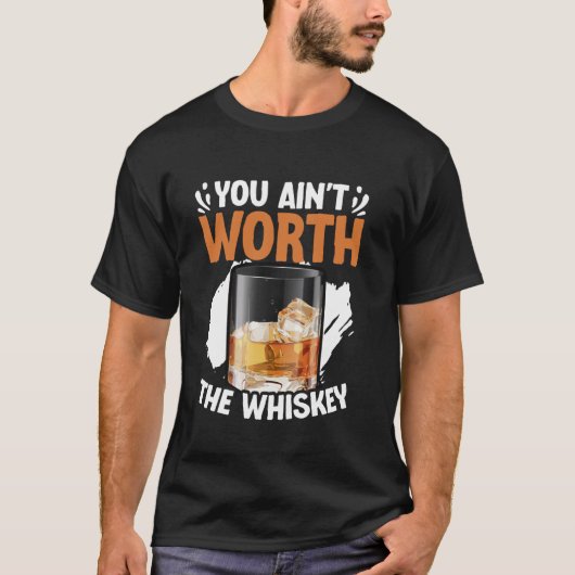 ウイスキー一杯分の価値もないウエスタン・カントリーミュージック Tシャツ (正面)