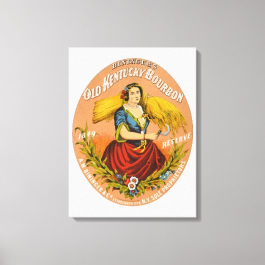 ウイスキー広告のレーベル、1860年頃。 キャンバスプリント (正面)