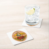 ウイスキー広告のレーベル、1860年頃。 スクエアペーパーコースター (インサイチュ)