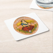 ウイスキー広告のレーベル、1860年頃。 スクエアペーパーコースター (アングル)