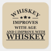ウイスキー引用文おもしろいアルコールことわざギフト スクエアシール (正面)