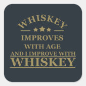 ウイスキー引用文おもしろいアルコールことわざギフト スクエアシール (正面)