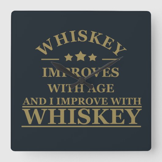 ウイスキー引用文おもしろいアルコールことわざギフト スクエア壁時計 (正面)