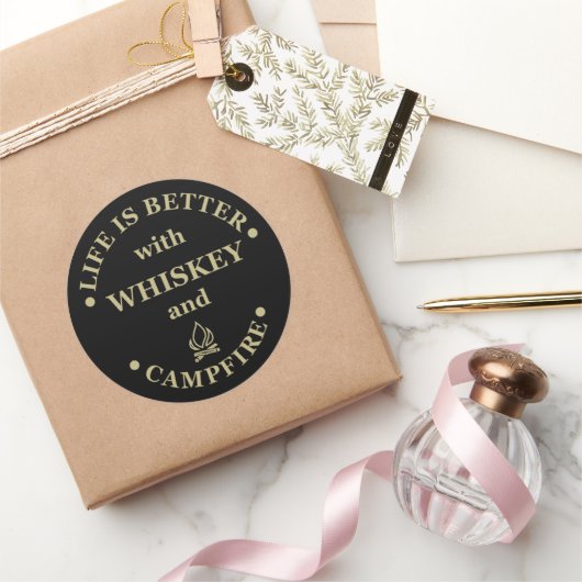 ウイスキー引用文おもしろいキャンパーことわざ ラウンドシール (ギフト)