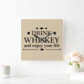 ウイスキー引用文おもしろい飲み酒ことわざ スクエア壁時計 (ホーム)