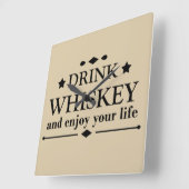 ウイスキー引用文おもしろい飲み酒ことわざ スクエア壁時計 (傾斜)