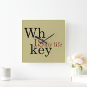 ウイスキー引用文おもしろい飲み酒ことわざ スクエア壁時計 (ホーム)