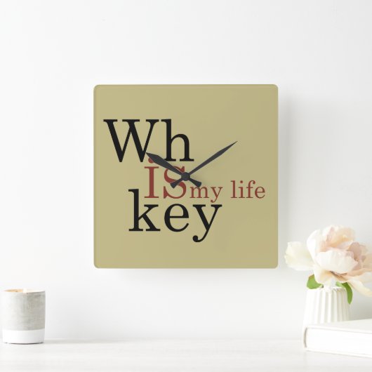 ウイスキー引用文おもしろい飲み酒ことわざ スクエア壁時計 (ホーム)