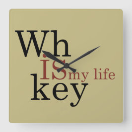 ウイスキー引用文おもしろい飲み酒ことわざ スクエア壁時計