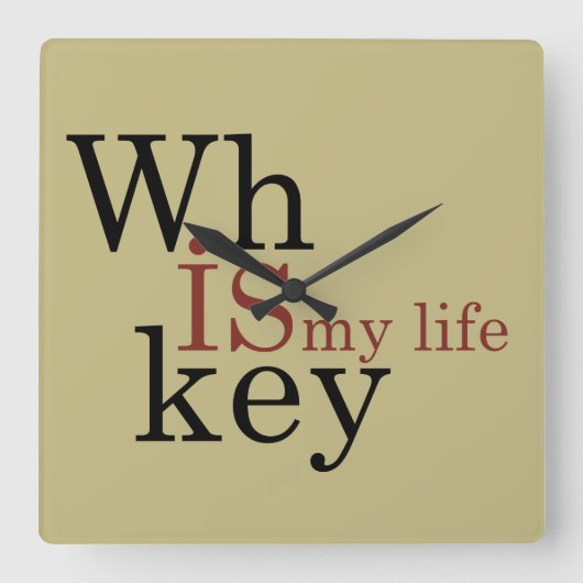 ウイスキー引用文おもしろい飲み酒ことわざ スクエア壁時計 (正面)