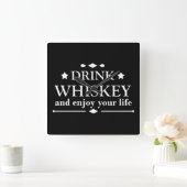 ウイスキー引用文おもしろい飲み酒ことわざ スクエア壁時計 (ホーム)