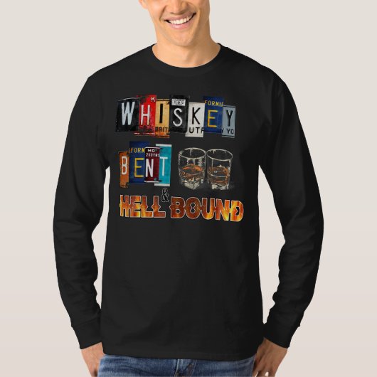 ウイスキー曲げヘリおもしろいンウィスキーバーボンD Tシャツ (正面)