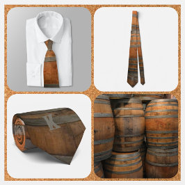 ウイスキー樽ケグブラウンモノグラムのとグレー ネクタイ