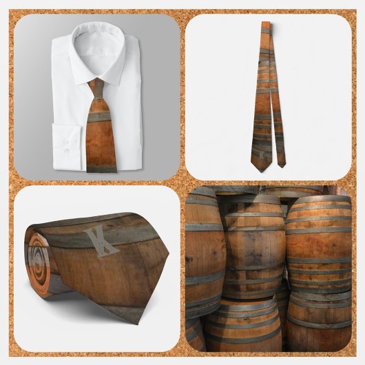 ウイスキー樽ケグブラウンモノグラムのとグレー ネクタイ