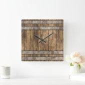 ウイスキー樽 スクエア壁時計 (ホーム)